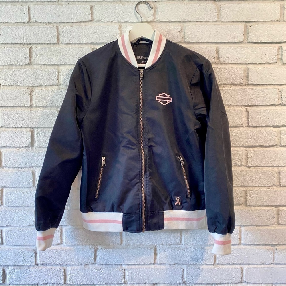 Harley Davidson Motorcycles Black Zip Bomber Jacket 97419 Women’s Size Small